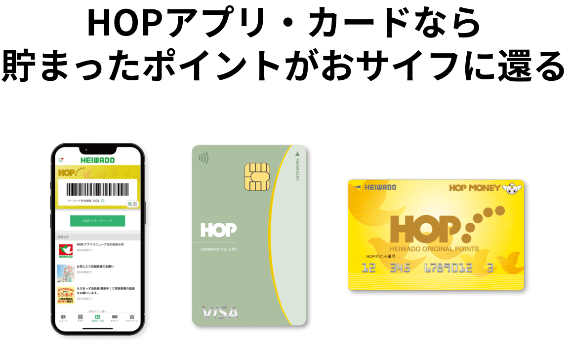 HOPアプリ・カードなら貯まったポイントがおサイフに還る